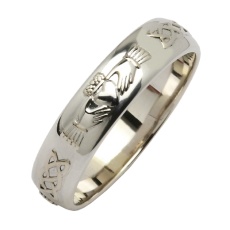 Claddagh & Celtic Knot White Gold Ring